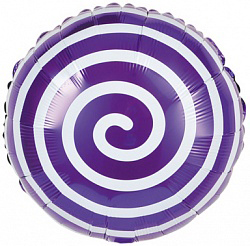 Шар (18»/46 см) Круг, Леденец Спираль, Фиолетовый